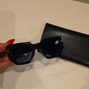 DSQUARED2 Glossy Black Sunglasses W/ Blue Tint